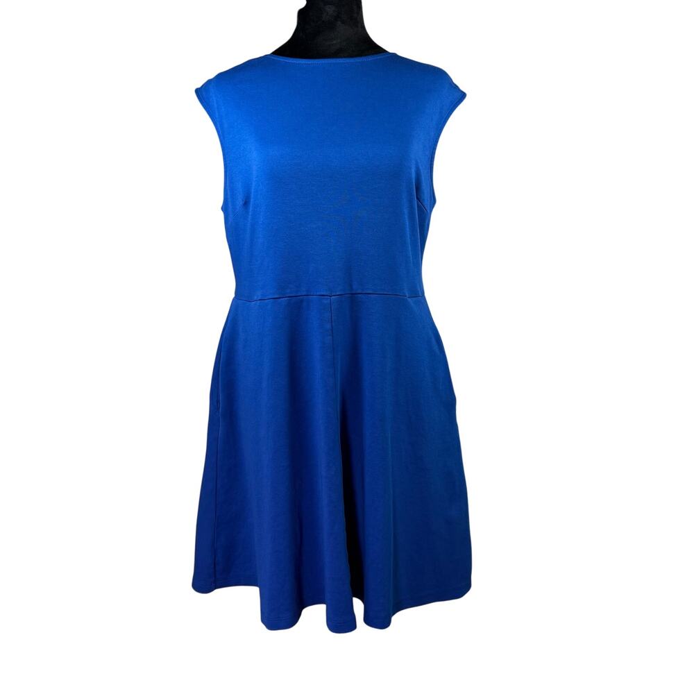 NY&C Women's Large Summer Dress Royal Blue Cotton Crisscross Back